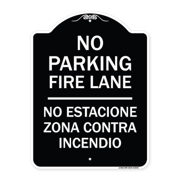 Signmission No Estacione Zona Contra Incendio Heavy-Gauge Aluminum Architectural Sign, 24" H, BW-1824-23848 A-DES-BW-1824-23848 - main